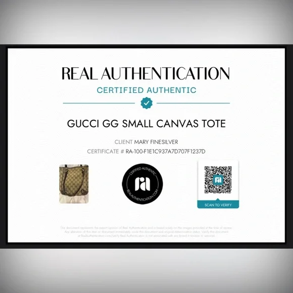 Gucci Tote GG Supreme Canvas Tote Vintage Small Monogram Brown Leather Trim COA - Picture 11 of 11